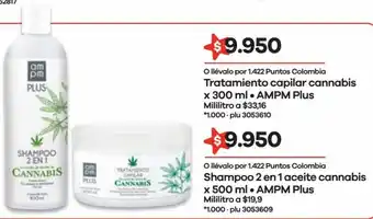 Éxito Tratamiento Capilar Cannabis x 300ml AMPM Plus oferta