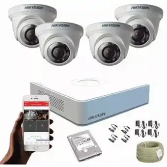 Linio Kit hikvision turbo hd cctv dvr 4 c + 4 camaras de seguridad hdd 1000g oferta
