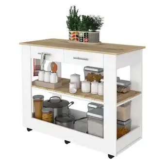 Éxito Mesa auxiliar cala, blanco nevado y café oferta