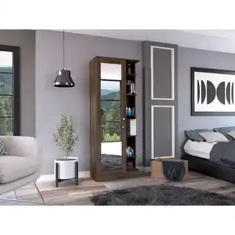 Éxito Closet lara con espejo, chocolate, con siete entrepaños y gran capacidad de almacenamiento oferta