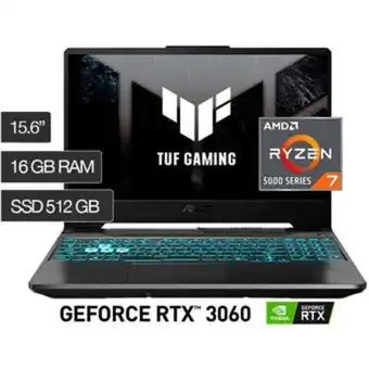 Linio Portatil asus tuf fa506qm r7-5800h 16gb 512 ssd rtx3060 free dos oferta