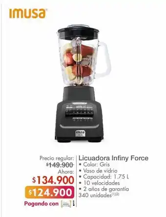Metro Licuadora imusa infiny force 1,75l oferta