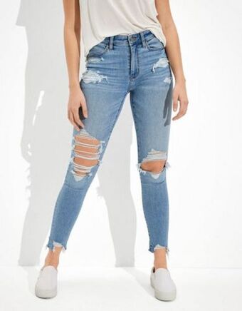 American Eagle Jegging ae ne(x)t level con rotos de tiro alto crop oferta