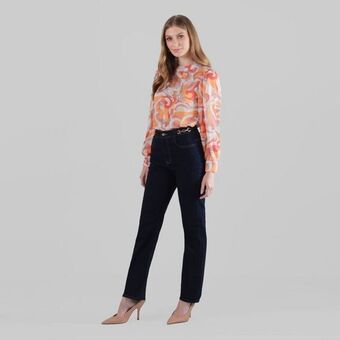 Fuera de Serie Jean tiro alto bota recta oferta