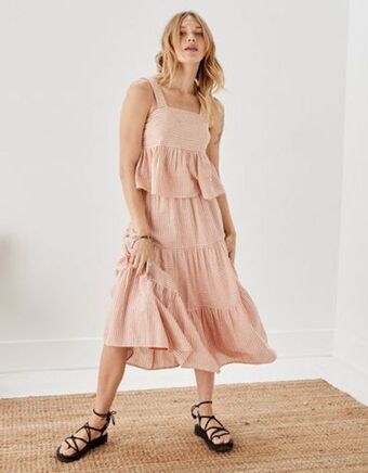 American Eagle Falda maxi ae escalonada de rayas oferta