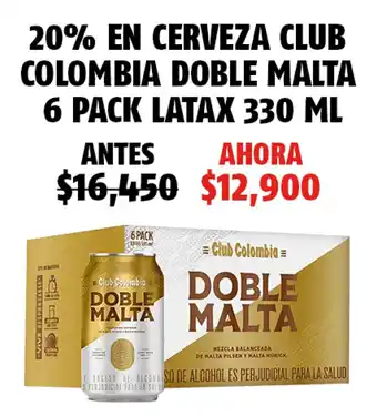 Oxxo Cerveza Club Colombia Doble Malta 6 pack latax x 330ml oferta