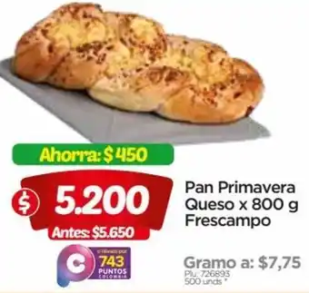 Surtimax Pan Primavera Queso 800g Frescampo oferta