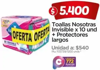 Surtimax Toallas Nosotras Invisible x 10 und + Protectores Largos oferta