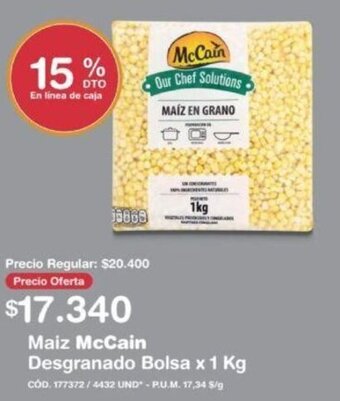 Makro Maiz McCain Desgranado Bolsa x 1kg oferta