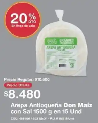 Makro Arepa Antiqueña Don Maíz con Sal 1500g en 15 und oferta