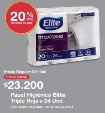 Makro Papel Higiénico Elite Triple Hoja x 24 und oferta