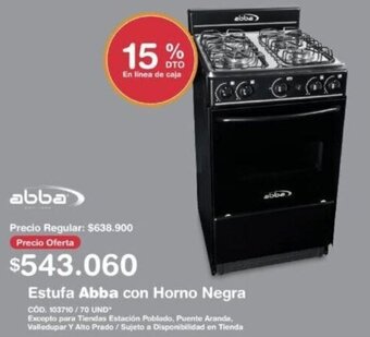 Makro Estufa Abba con Horno Negra oferta