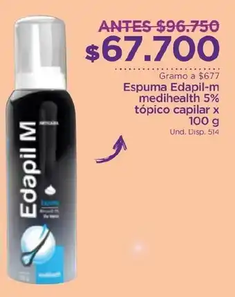 FarmaTodo Espuma Edapil-M medihealth 5% tópico capilar x 100g oferta