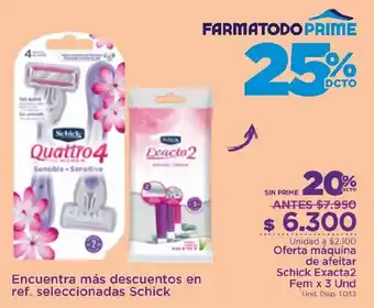 FarmaTodo Máquina de Afeitar Schick Exacta2 Fem x 3 und oferta
