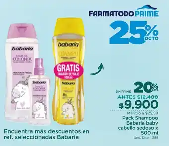 FarmaTodo Shampoo Babaria Baby cabello Sedoso x 500ml oferta