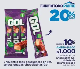 FarmaTodo Chocolatina Gol Cubierta de Caramelo x 31g oferta
