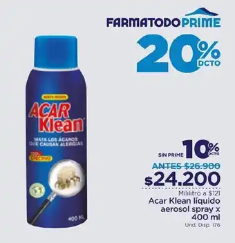 FarmaTodo Acar Klean Líquido Aerosol Spray x 400ml oferta