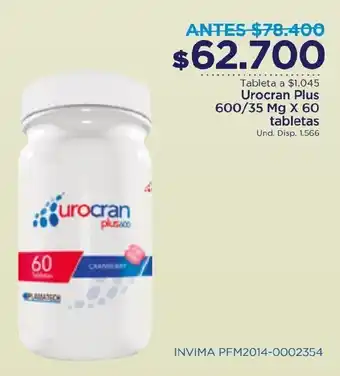 FarmaTodo Urocran Plus 600 / 35mg x 60 tabletas oferta