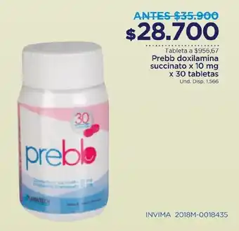 FarmaTodo Prebb Doxilamina Succinato x 10mg x 30 tabletas oferta