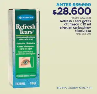 FarmaTodo Refresh Tears Gotas oft frasco x 10ml Allergan carboximetilcelulosa oferta