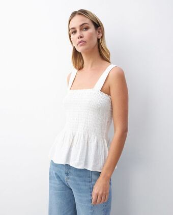 Chevignon Camisa de mujer, tirantes amplios escote cuadrado - nido de abeja y vuelo oferta