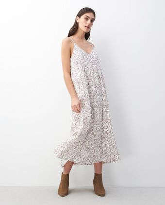 Chevignon Vestido largo midi silueta línea a, escote en v tirantes delgados - mini print flores oferta