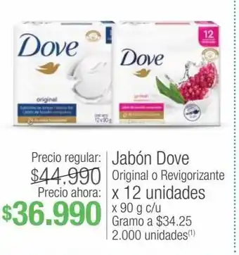 Jumbo Jabón dove original o revigorizante x 12 unidades oferta
