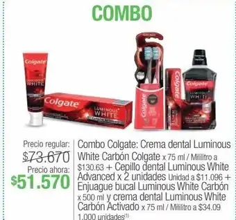 Jumbo Combo colgate: crema dental luminous white carbón colgate oferta