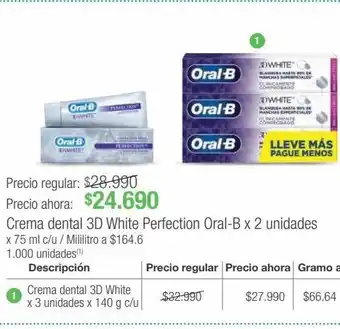 Jumbo Crema dental 3d white perfection oral-b x 2 unidades oferta