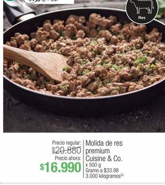 Jumbo Molida de res premium cuisine & co. x 500 g oferta