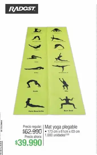 Jumbo Mat yoga plegable • 173 cm x 61cm x 03 cm oferta