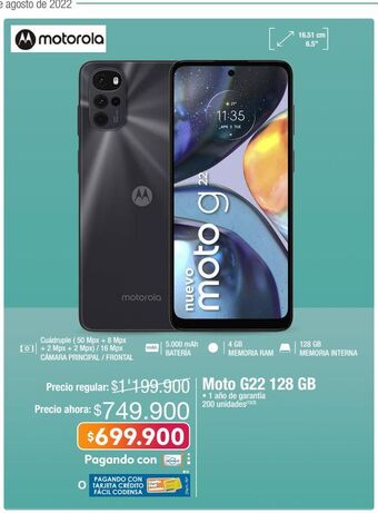 Jumbo Moto g22 128 gb oferta