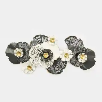 Panamericana Adorno de pared metálico de 57 x 134 cm - flores blancas y negras oferta