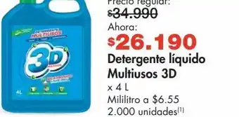 Metro Detergente líquido multiusos 3d x 4l oferta