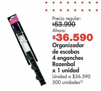 Metro Organizador de escobas 4 enganches rozenbal x 1un oferta