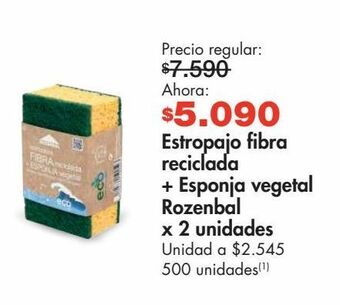 Metro Estropajo fibra reciclada + esponja vegetal rozenbal x 2un oferta