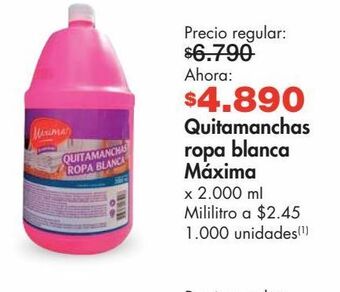 Metro Quitamanchas ropa blanca máxima x 2000ml oferta
