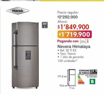 Metro Nevera haceb himalaya oferta