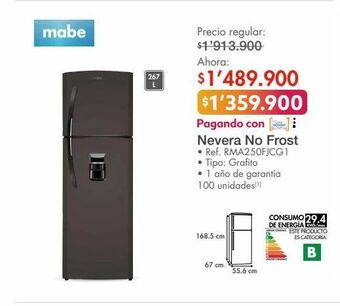 Metro Nevera no frost mabe oferta