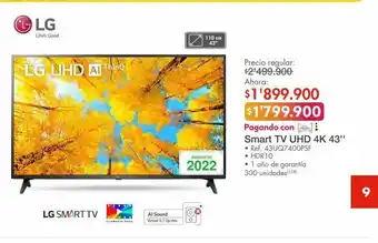 Metro Smart tv uhd 43" lg oferta