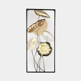 Panamericana Cuadro metálico de pared, diseño hojas multicolor oferta