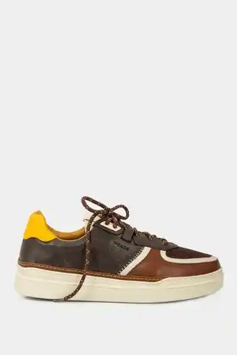 Vélez Tenis planos ébano de cuero para hombre contrastes de color cafe oferta