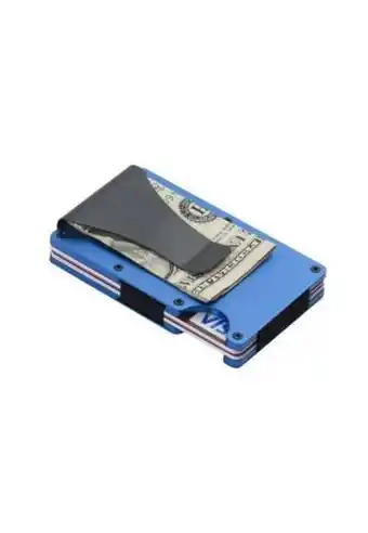 Dafiti Billetera tarjetero hombre aluminio bloqueo rfid 0221 azul oferta
