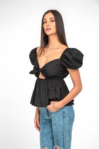 Carmel Blusa manga corta negro oferta
