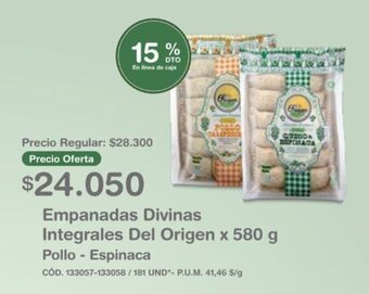 Makro Empanadas Divinas Integrales del Origen x 580g Pollo - Espinaca oferta