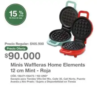 Makro Minis Waffleras Home Elements 12cm Mint-Roja oferta