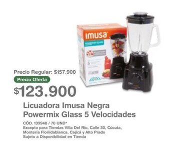 Makro Licuadora Imusa Negra Powermix Glass 5 Velocidades oferta