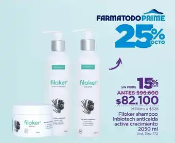 FarmaTodo Filoker Shampoo Inbiotech Anticaida Activa Crecimiento 2050ml oferta