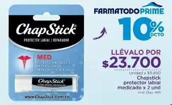 FarmaTodo Chap Stick Protector Labial Medicado x 2 und oferta