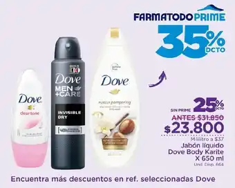 FarmaTodo Jabón Líquido Dove Body Karite x 650ml oferta